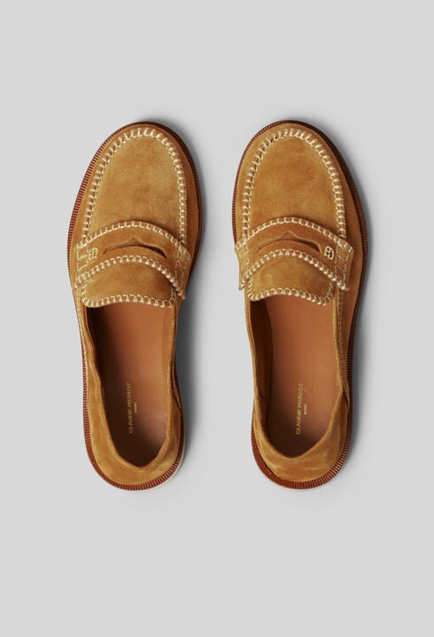 Wildleder-Mules mit Monogramm
