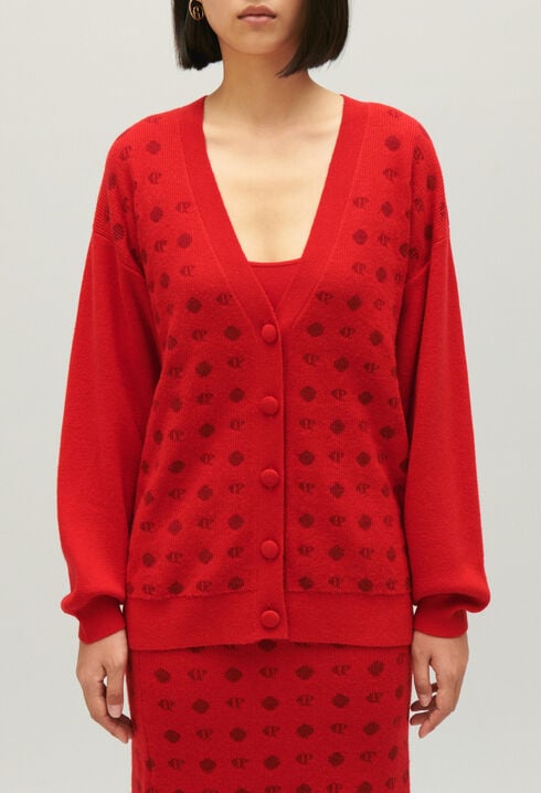 Jacquard-Cardigan in Rot