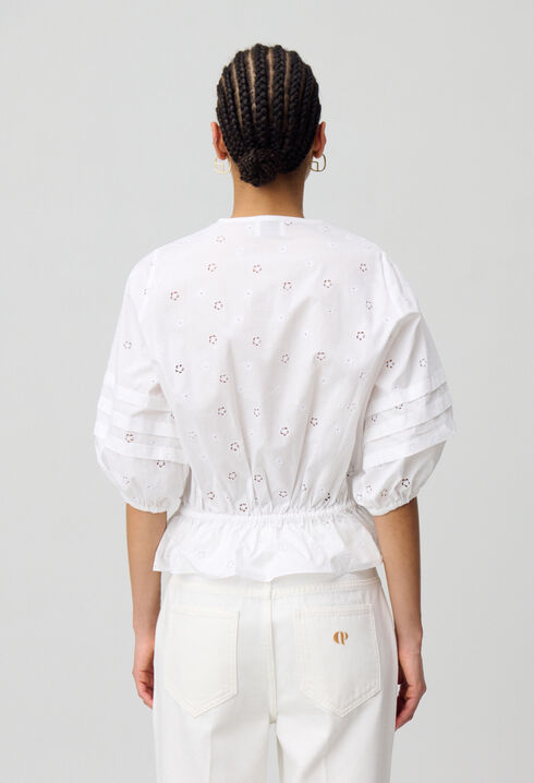 Elastische bestickte Bluse