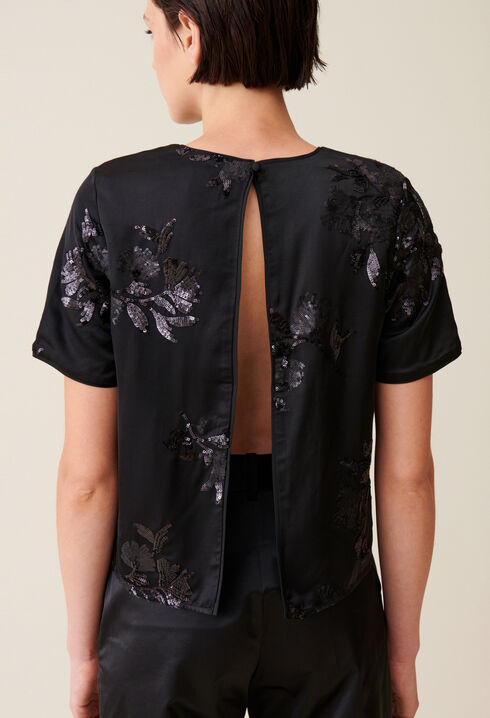Schwarzes Top Pailletten