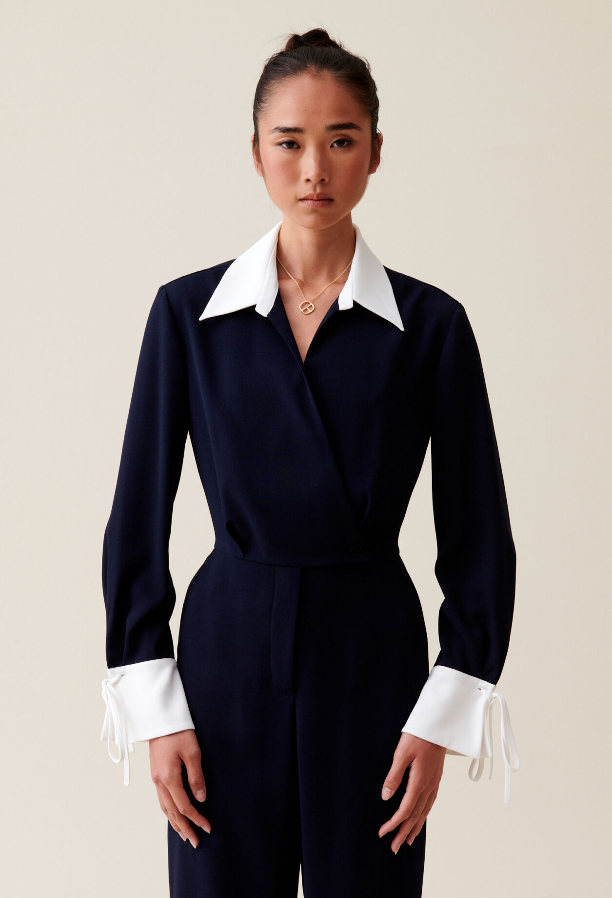 Jumpsuit zweierlei Stoffen Blau