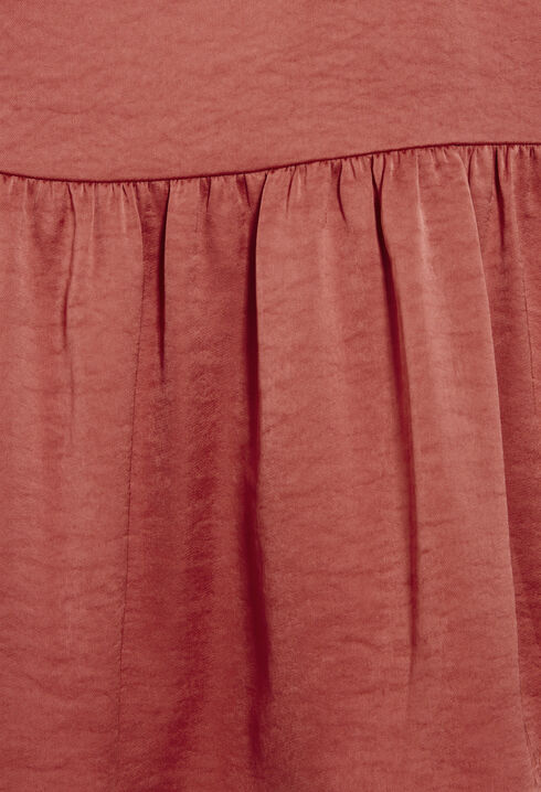 Satiniertes, halblanges Kleid Terrakotta