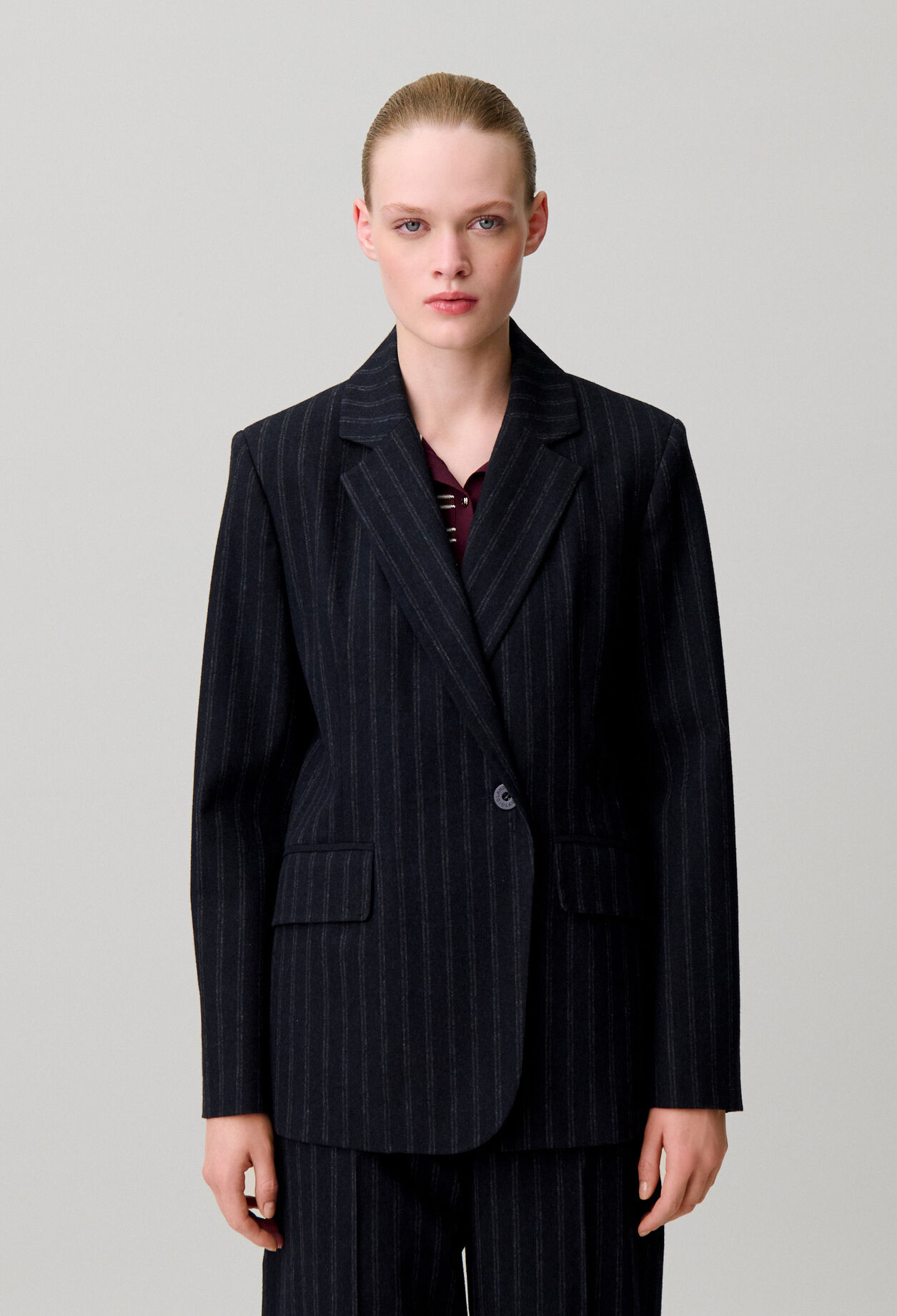 Gestreifte Wollmix-Jacke