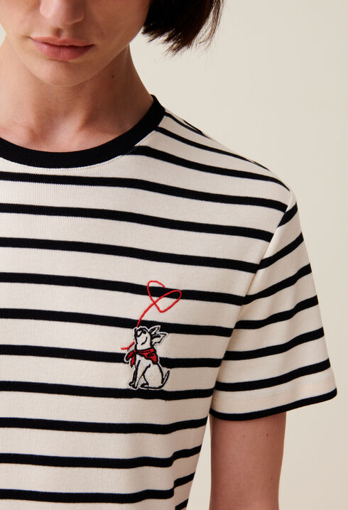 Gestreiftes Midi-Jeanskleid Toto