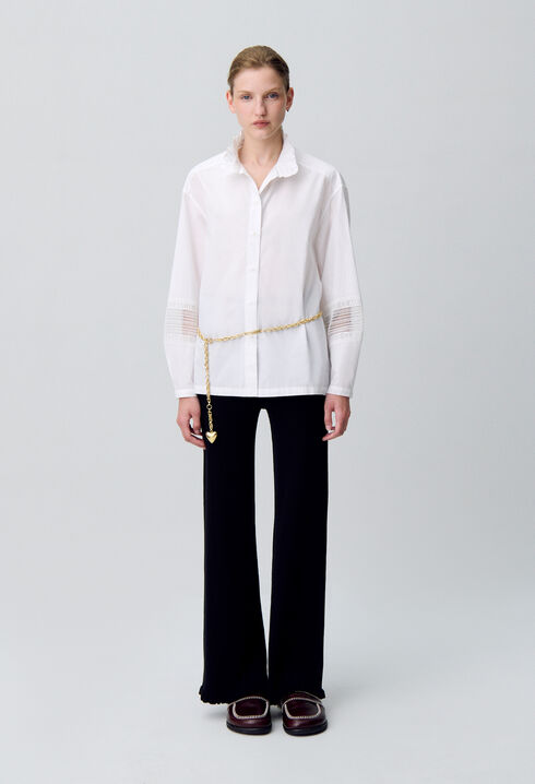 Baumwollbluse mit Rüschenkragen