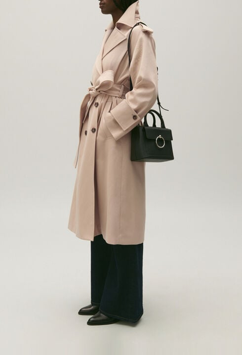 Langer Trenchcoat aus Baumwolle Beige 
