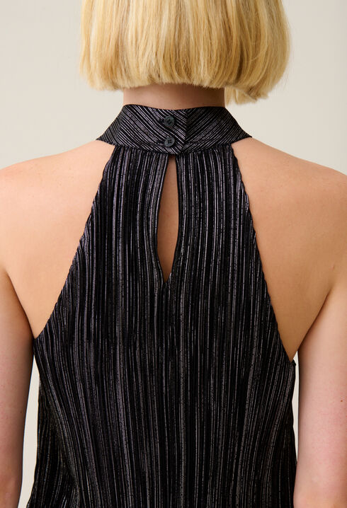 Kurzes silbernes Plissee-Kleid