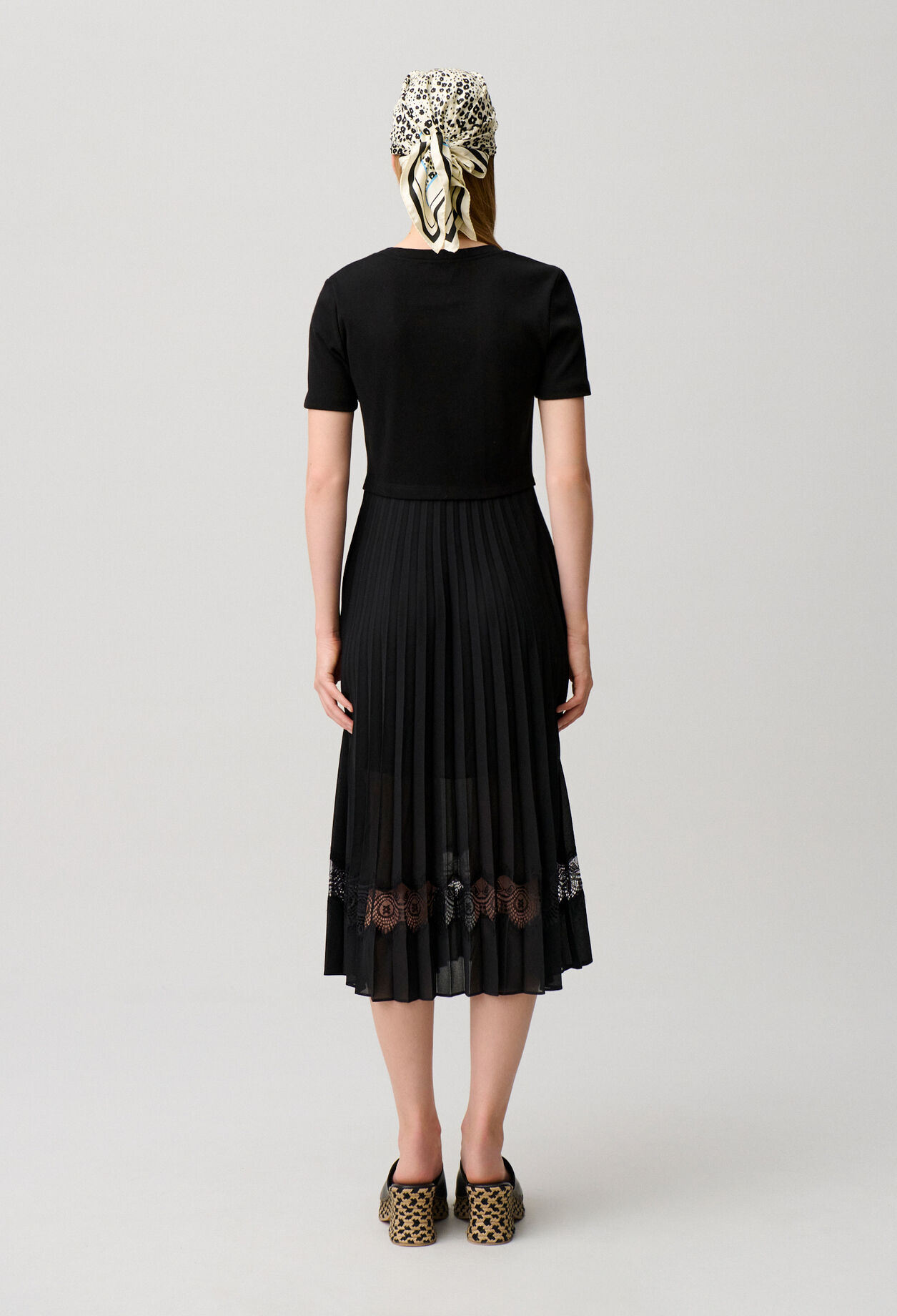 Twist Zweifarbige Midikleid  schwarz