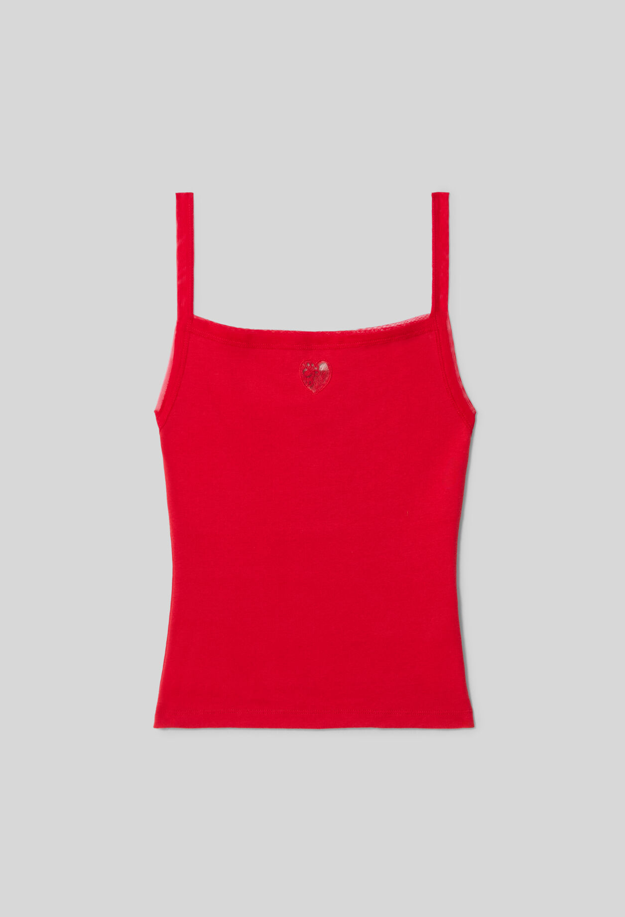 Rotes Baumwoll-Top mit Spitzenherz
