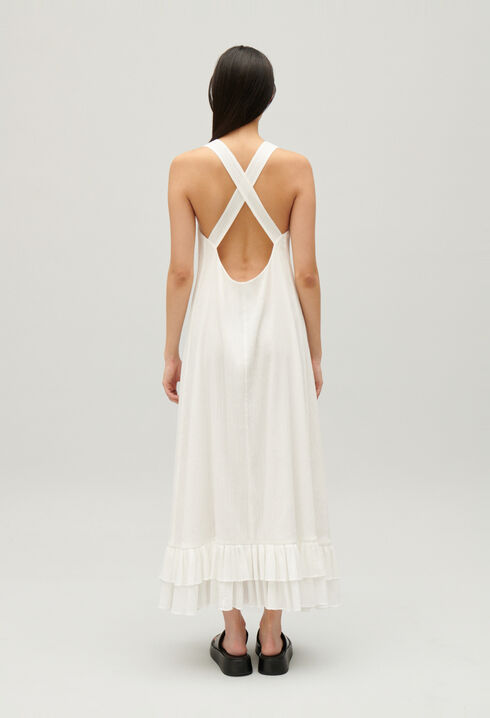 Midi-Kleid mit Volantbesatz
