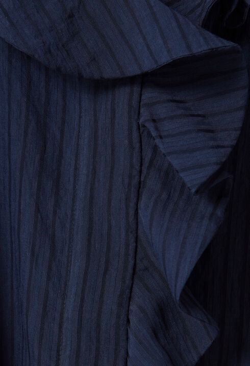 Gestreiftes Kleid Rüschen Blau