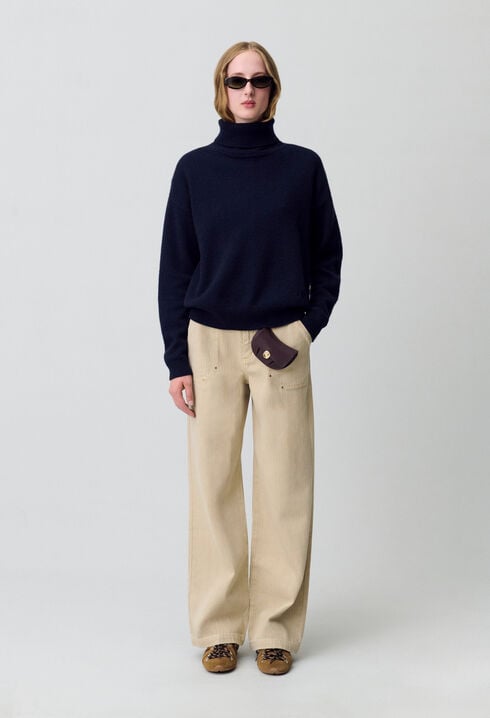 Marineblauer Kaschmirpullover