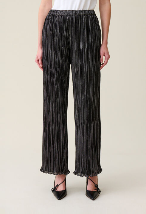 Silberne plissierte Hose