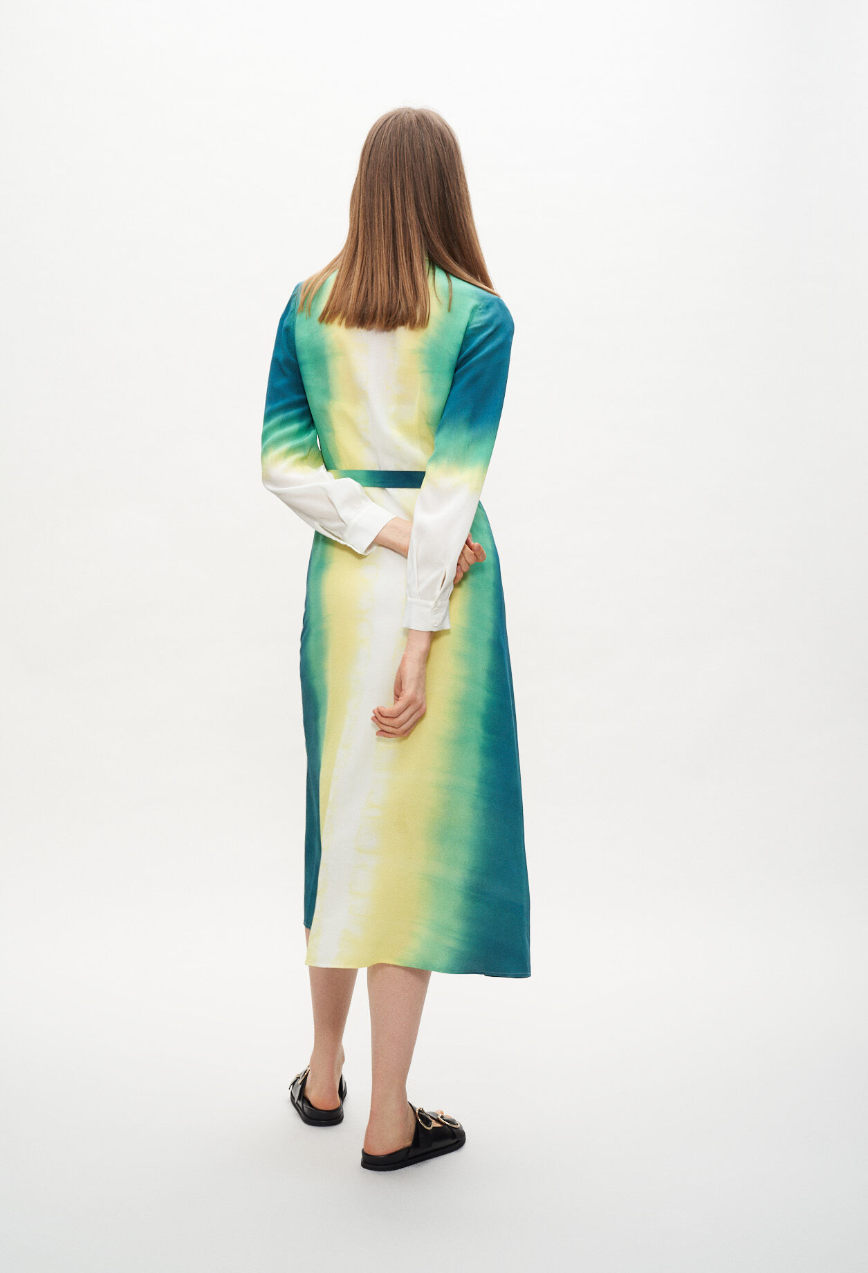 Langes Hemdkleid mit Print tie & dye