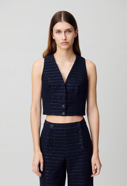 Gestreifter Blazer oben