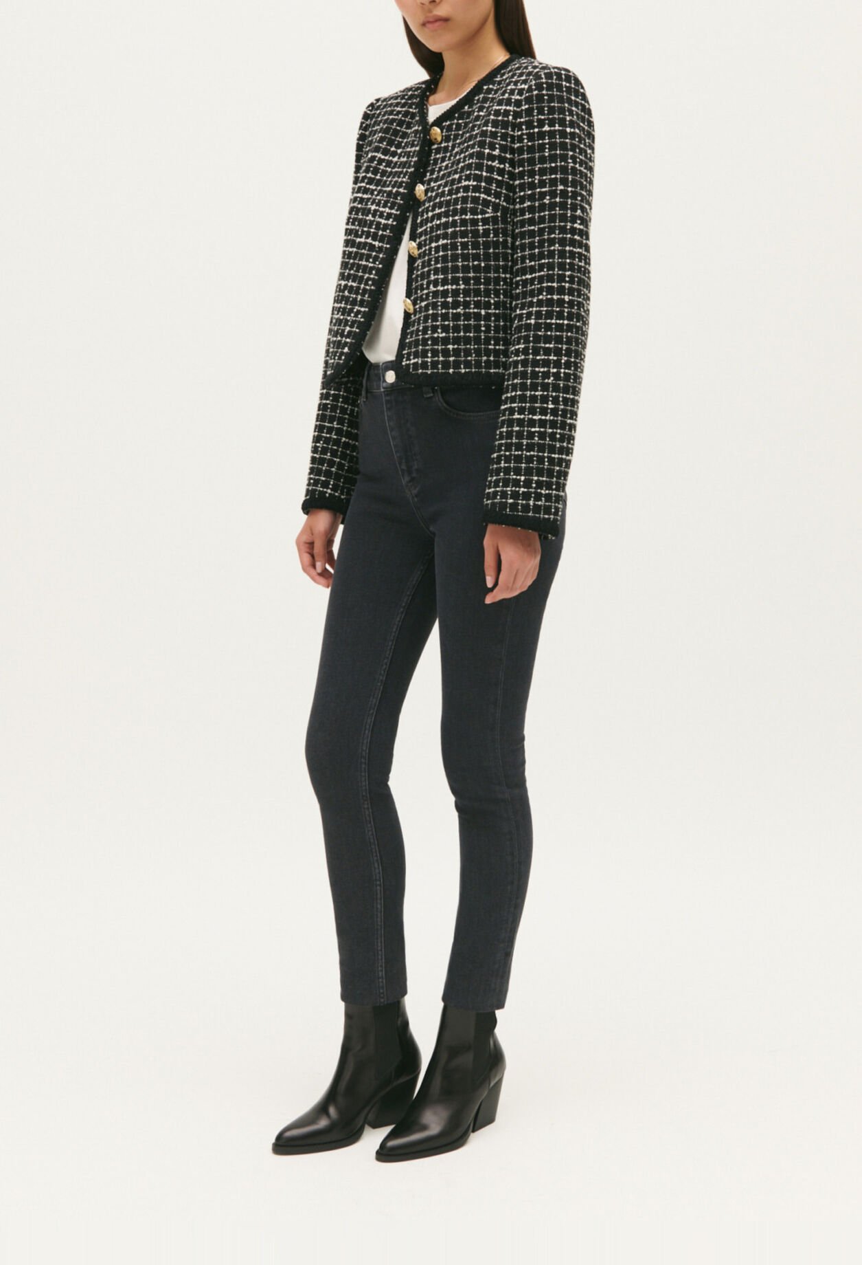 Zweifarbige Tweedjacke