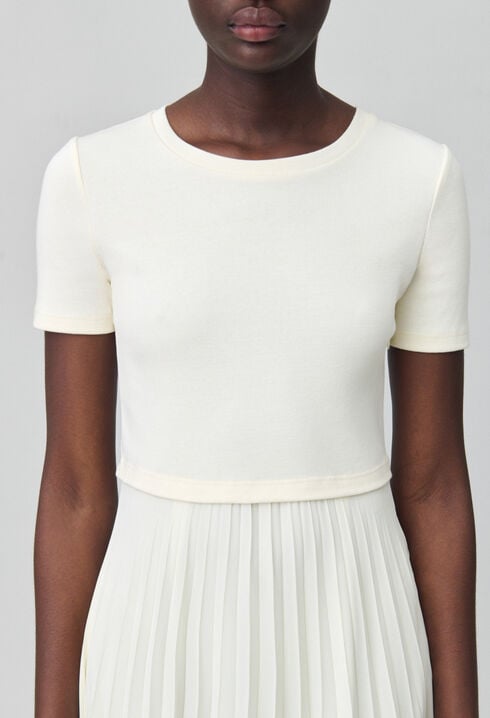 Twist Zweifarbige Midikleid  elfenbein