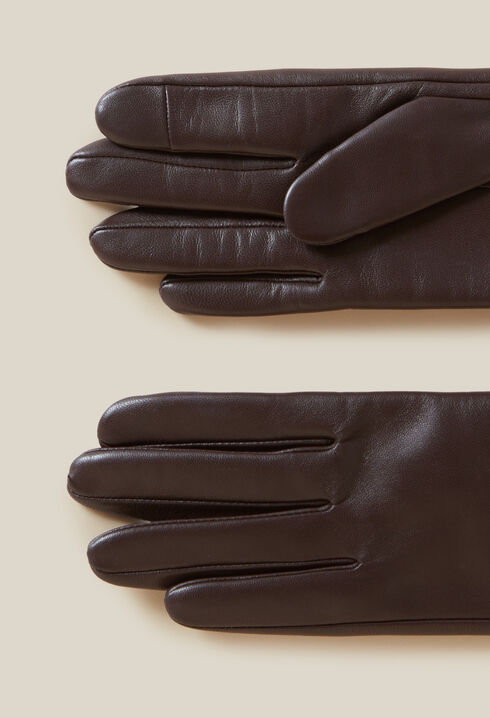 Braune Lederhandschuhe CP-Schnalle