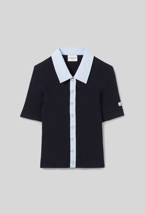 Gestreifter Cardigan, Materialmix