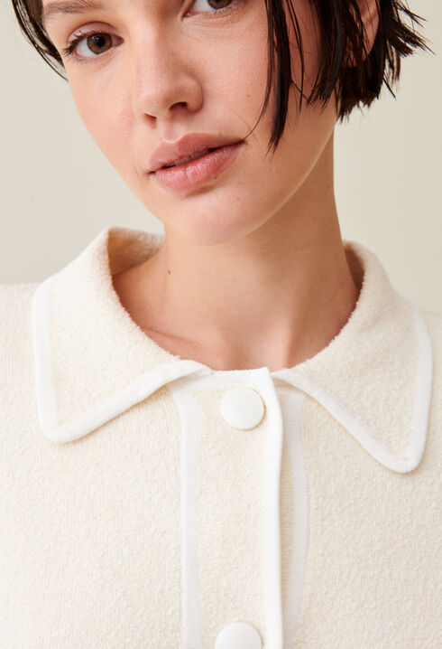 Melierte Strickjacke mit Einfassungen