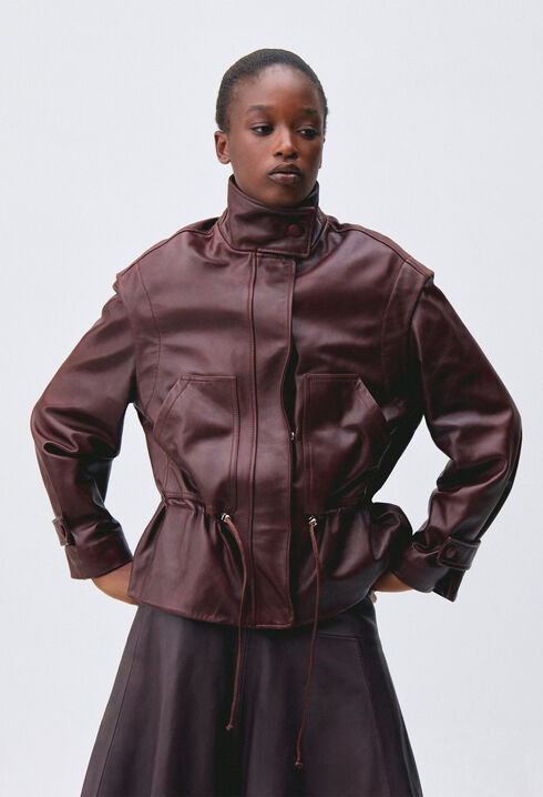 Weit geschnittener Lederblouson