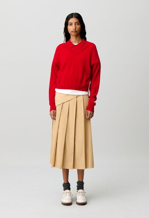 Wollpullover mit V-Ausschnitt