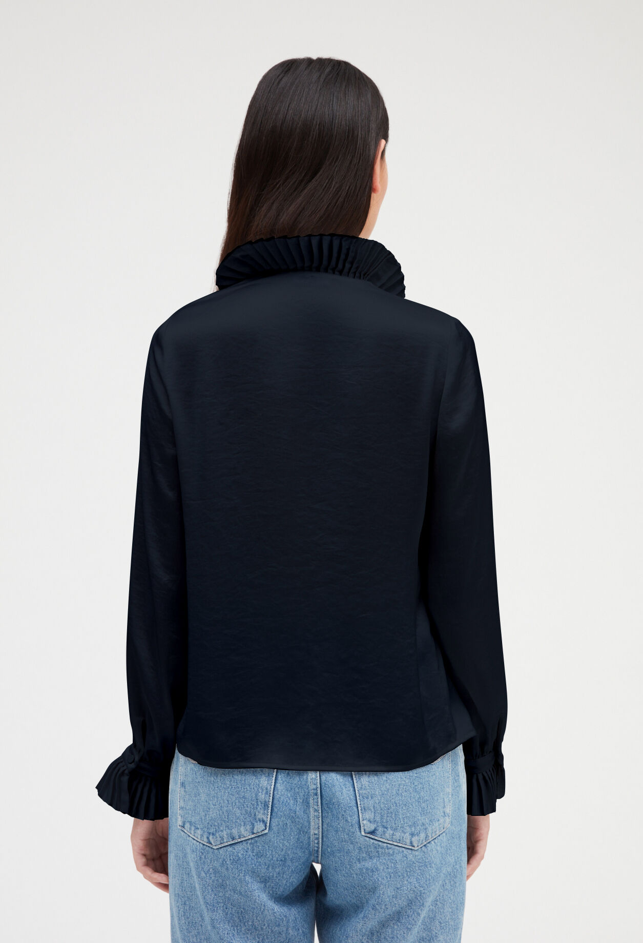 Bluse mit volant-besatz