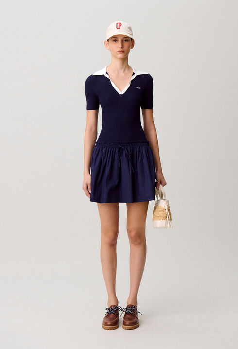 Strickkleid im Materialmix