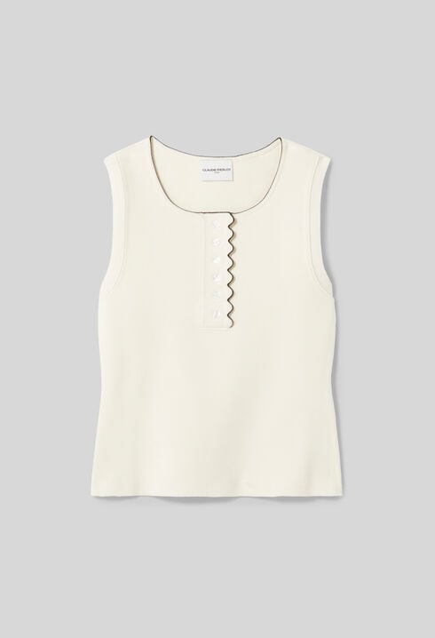 Top aus ecrufarbenem Strick