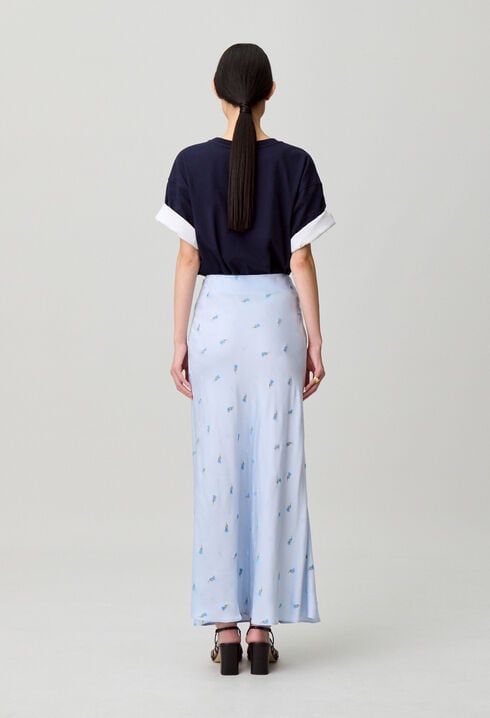 Satinrock mit Blumenmuster