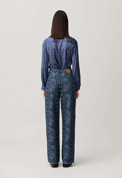 Gerade Denim-Jeans mit Print