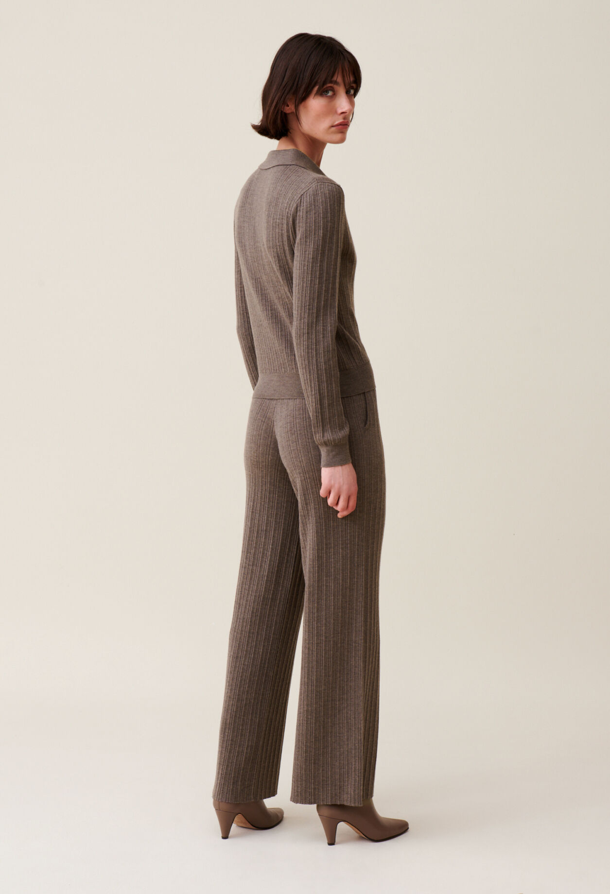 Gerippter Polopullover