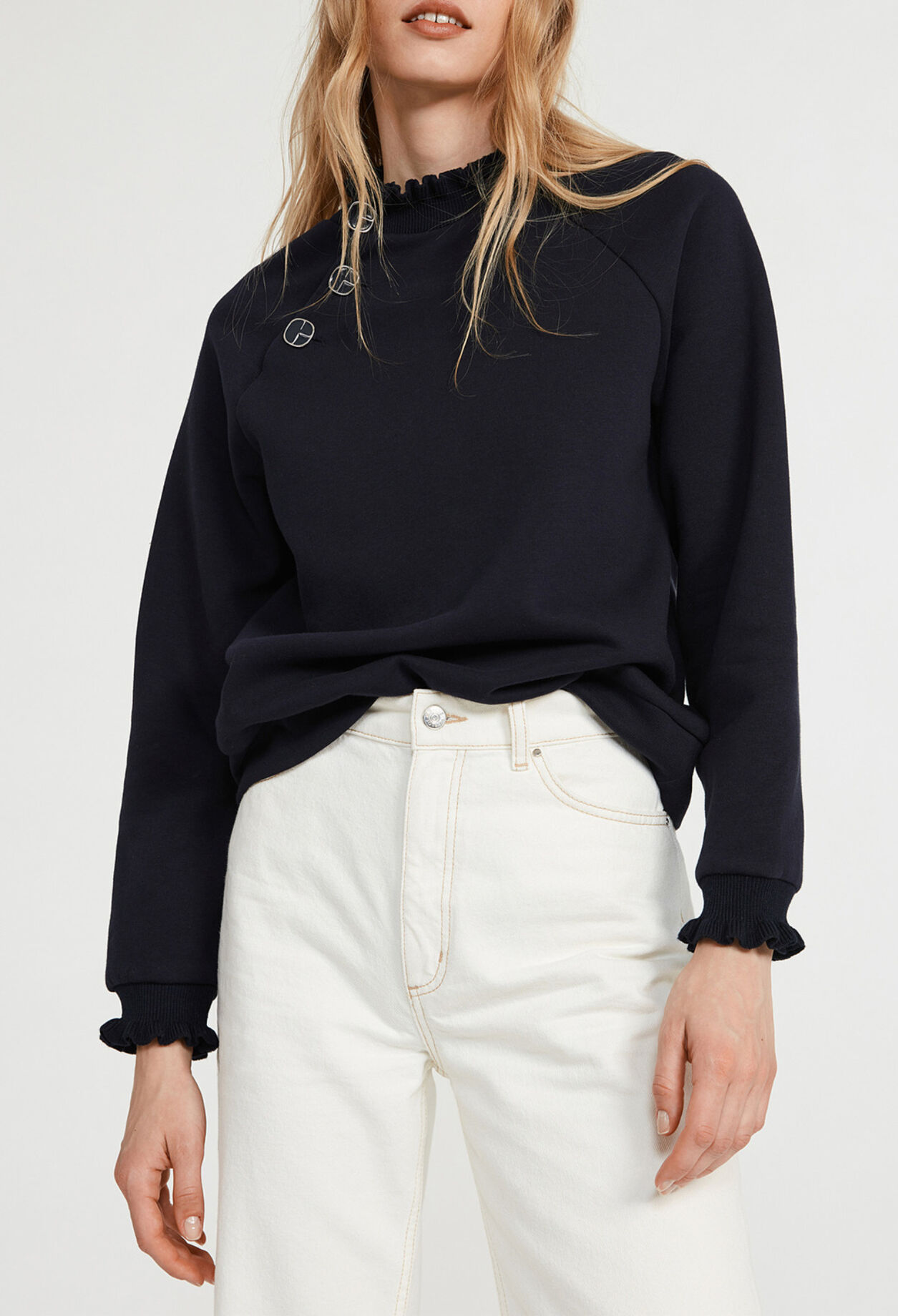Sweatshirt mit Rüschenkragen