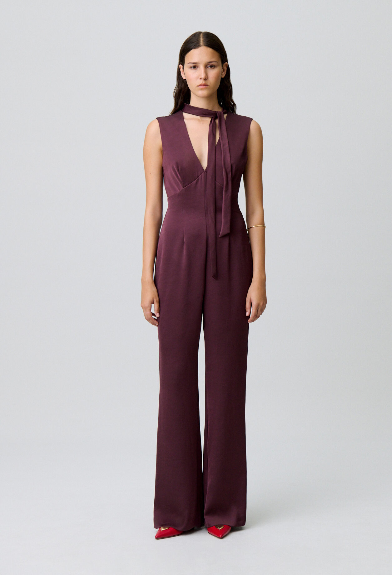 Fließender Satin-Jumpsuit