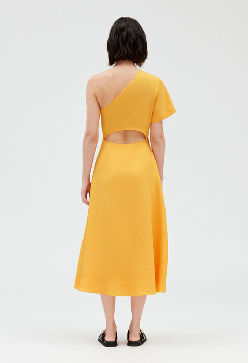 Asymmetrisches Midikleid, gelb