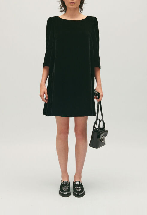 Kurzes Rififi-Kleid aus schwarzem Samt