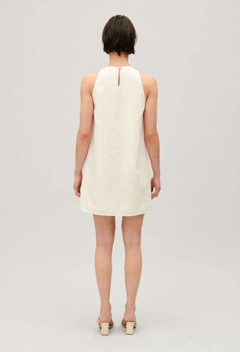 Kurzes, paillettiertes Kleid Ecru