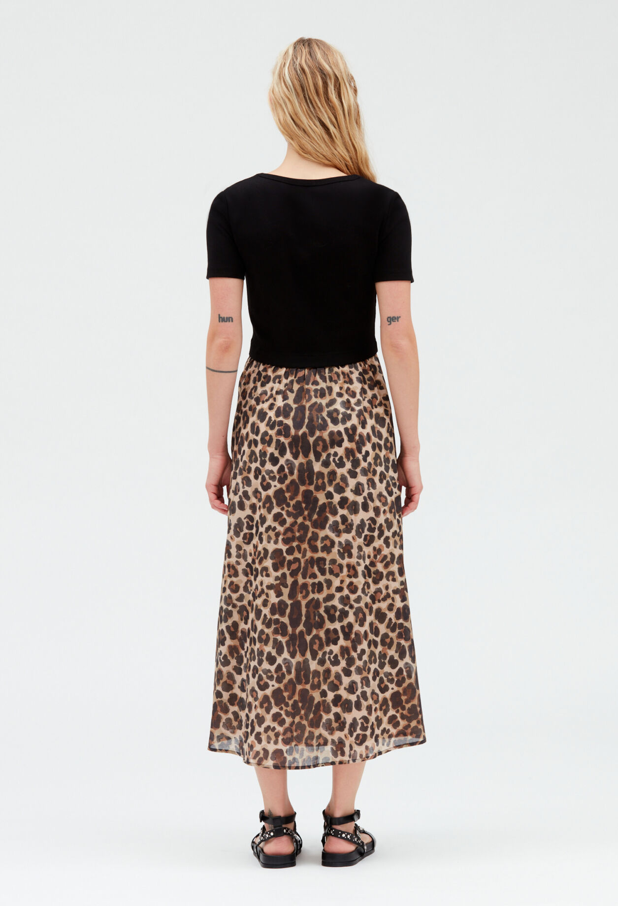 Bimaterial-Kleid Leopardenmuster