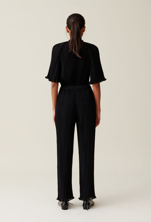 Plissierte Hose mit Volant