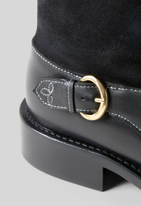 Halbhohe Wildlederstiefel Schwarz
