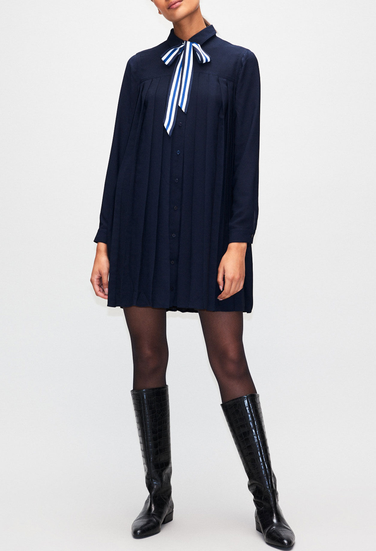 Plissiertes Hemdkleid Lavallière