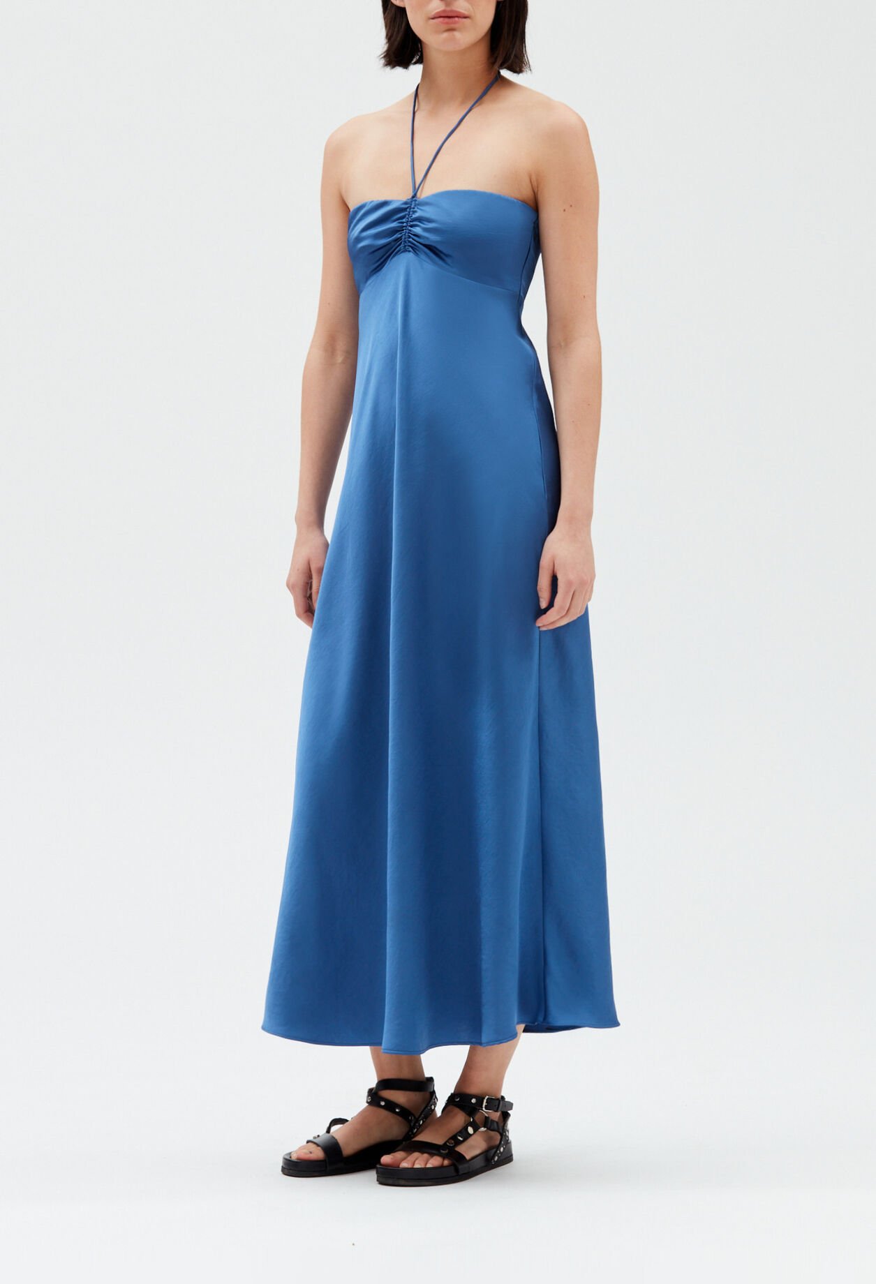 Langes Bustier-Kleid, blau
