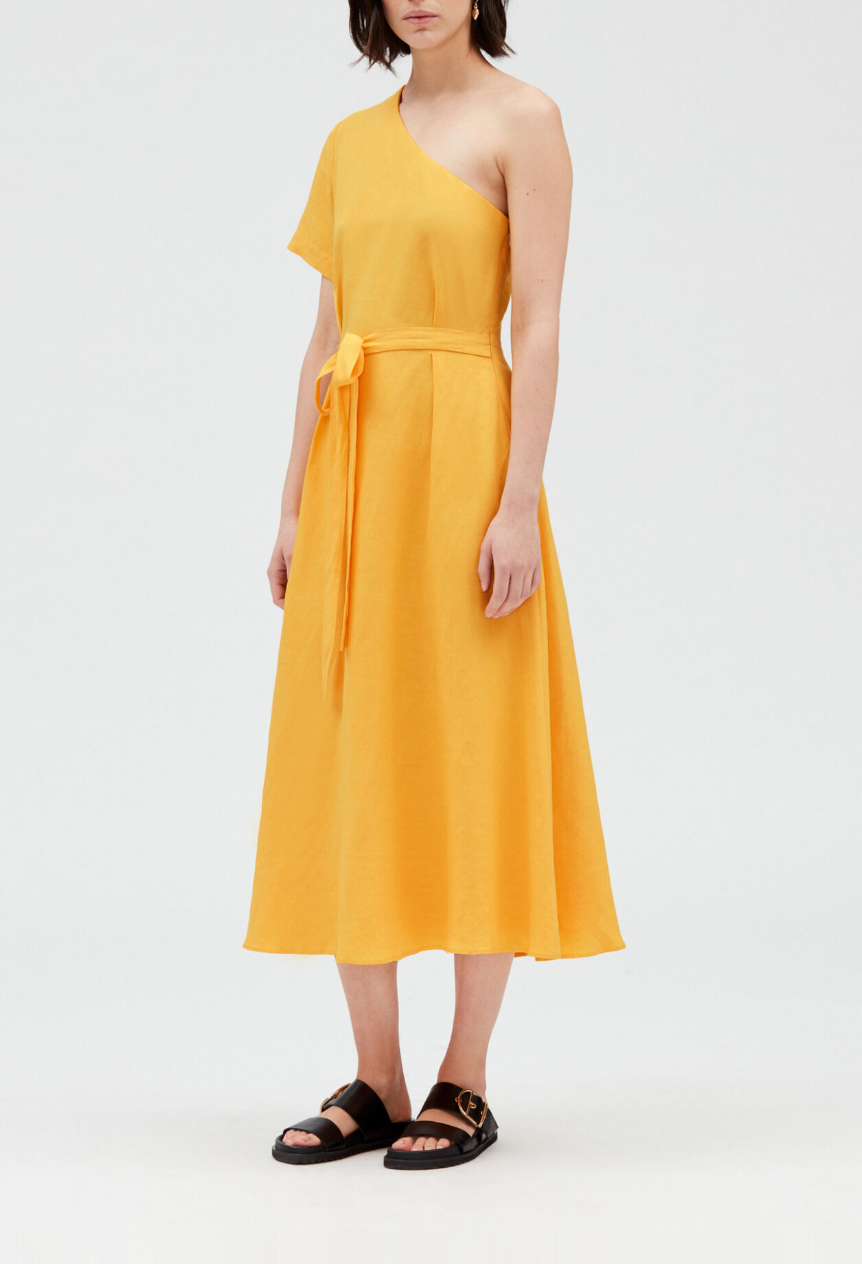 Asymmetrisches Midikleid, gelb