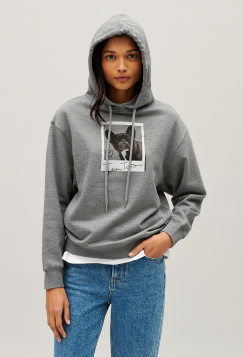 Jean Toto-Hoodie Grau meliert