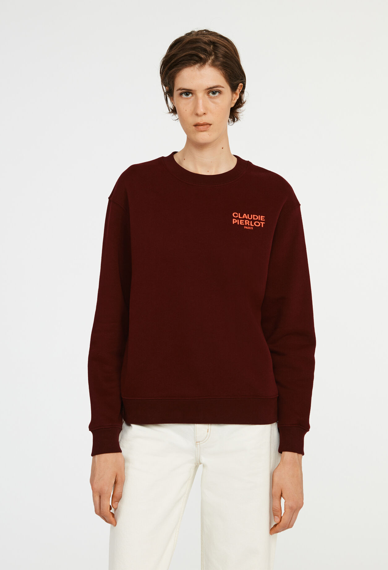 Gerades burgunderrot Sweatshirt mit Logo