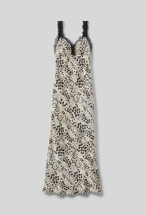Satinkleid mit Animal-Print
