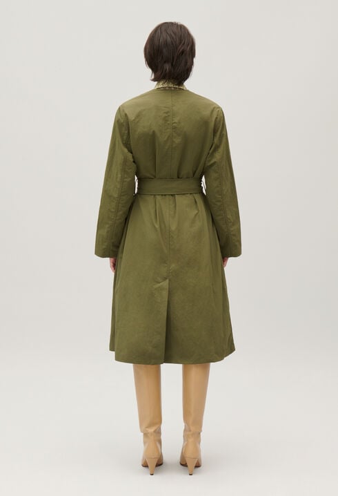 Halblanger Trenchcoat Nylon Khaki