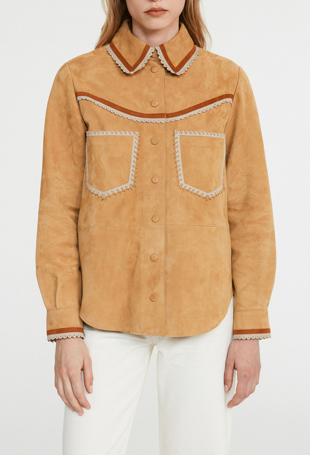Overshirt aus Veloursleder 