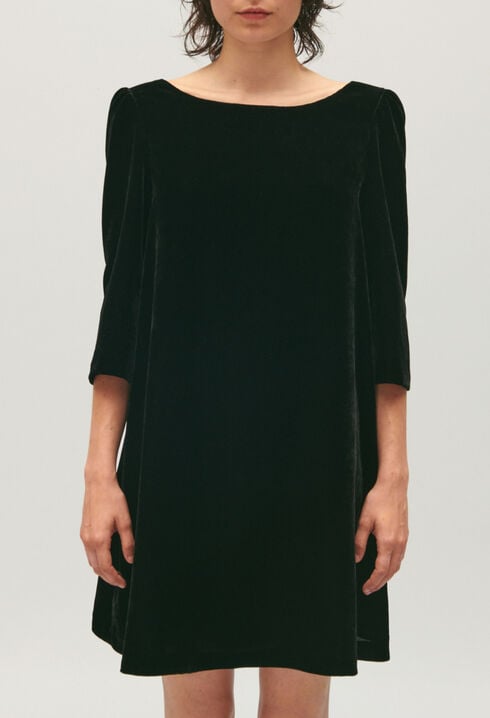 Kurzes Rififi-Kleid aus schwarzem Samt