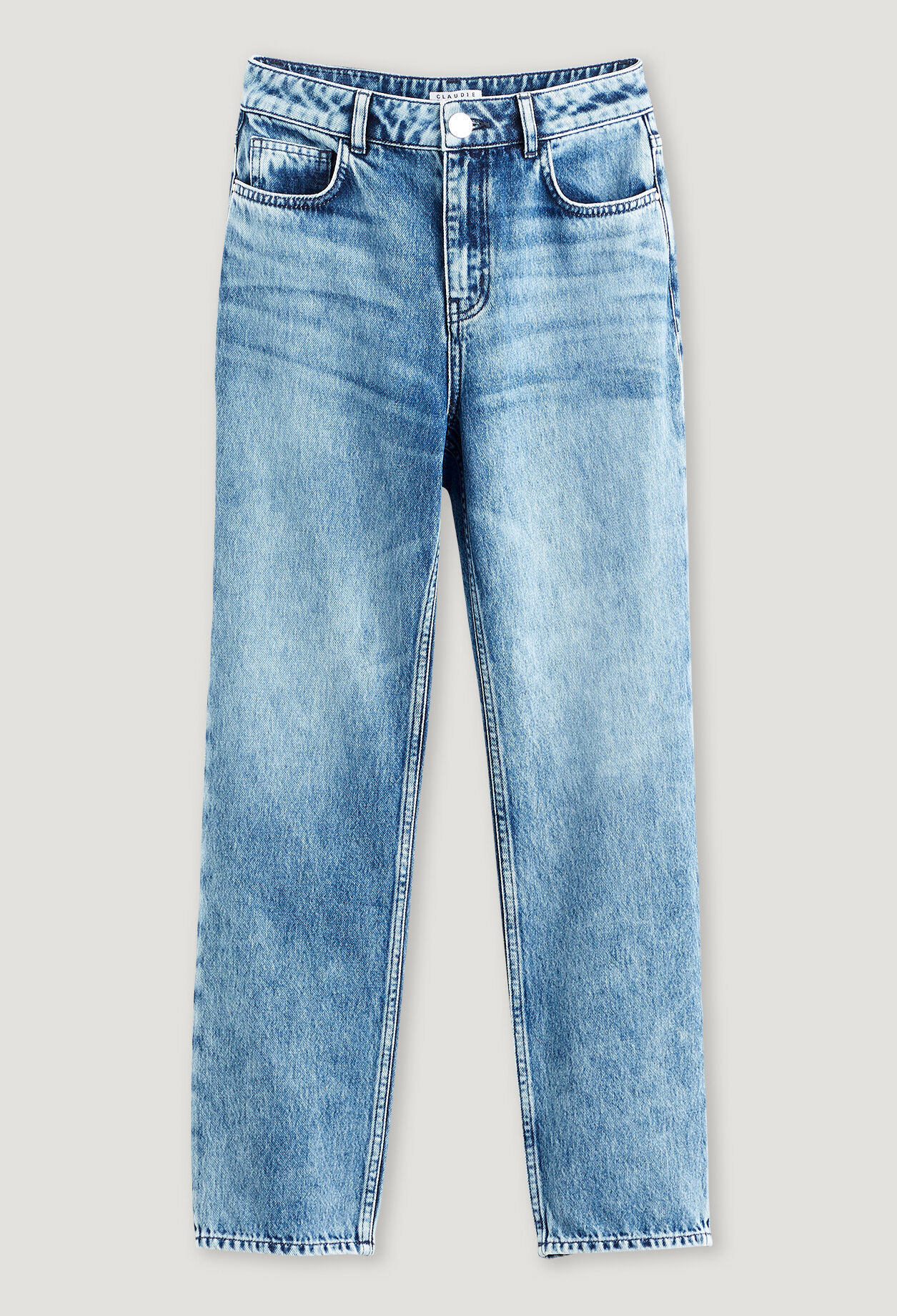 Straight Leg Jeans in Washed-Optik